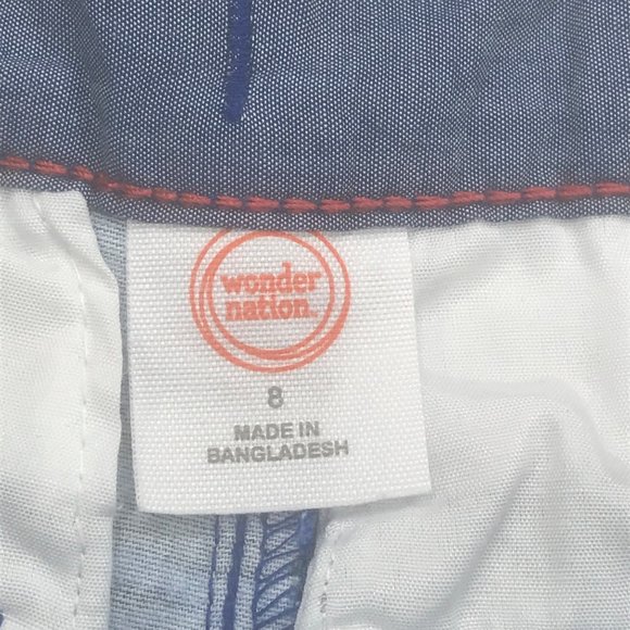 Wonder Nation Boy's Size 8 Adjustable Waist Flat Front Short Blue Palm Leaf New - Picture 5 of 13